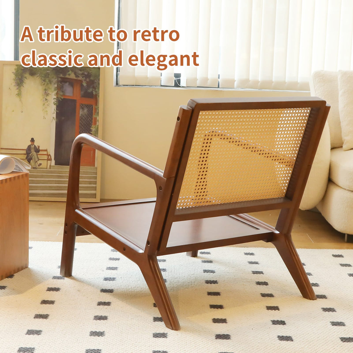 White Fabric Accent Chair - Bedroom Reading Chair for Living Room