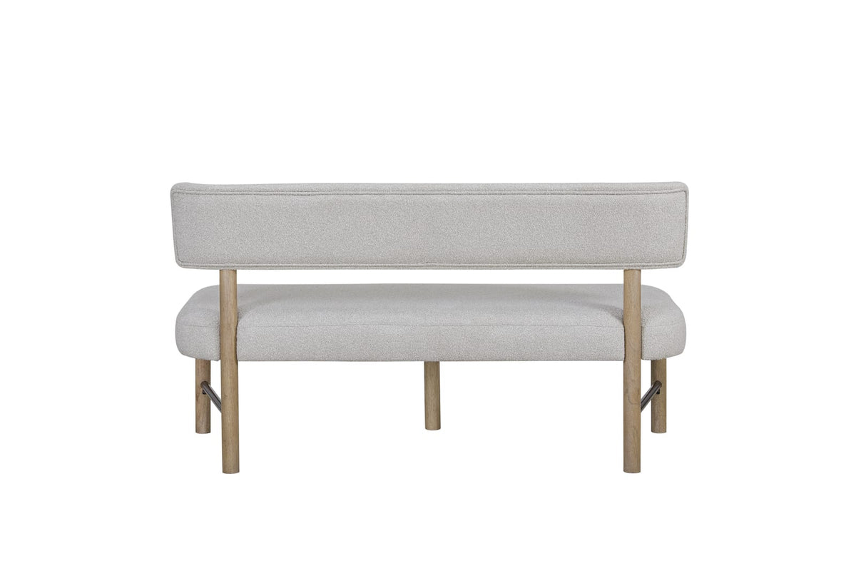 Upholstered Dining Bench - White, English Knotty Oak Finish