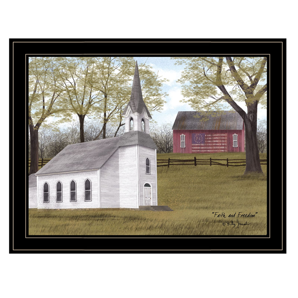 Black Frame Faith and Freedom Print - Wall Art