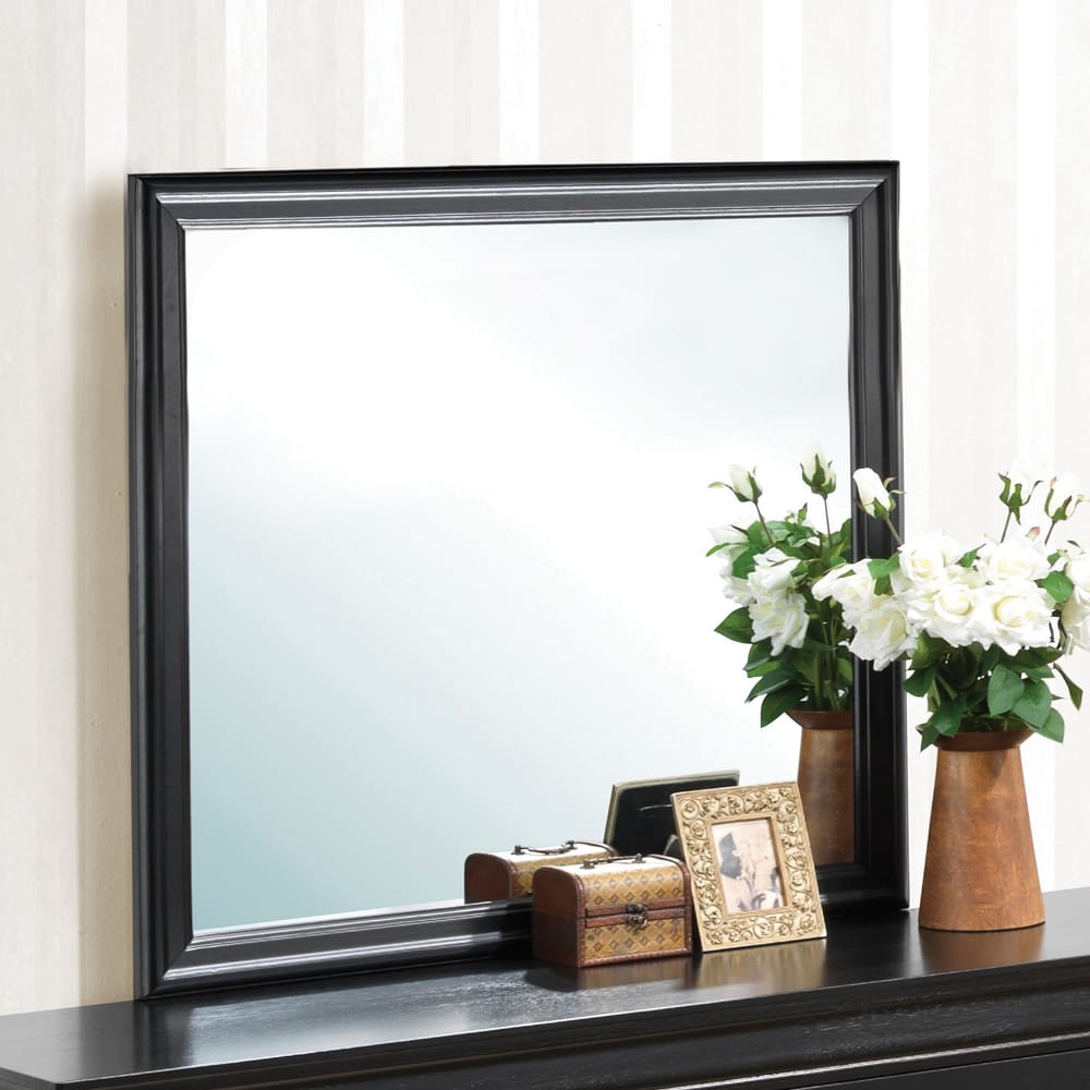 Elegant Black Wall Mirror - 38" Vanity Mirror with Particle Board Frame
