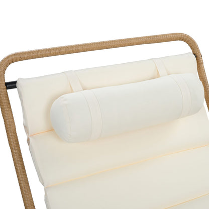 TREXM Folding Patio Chair - Yellow Steel Rattan