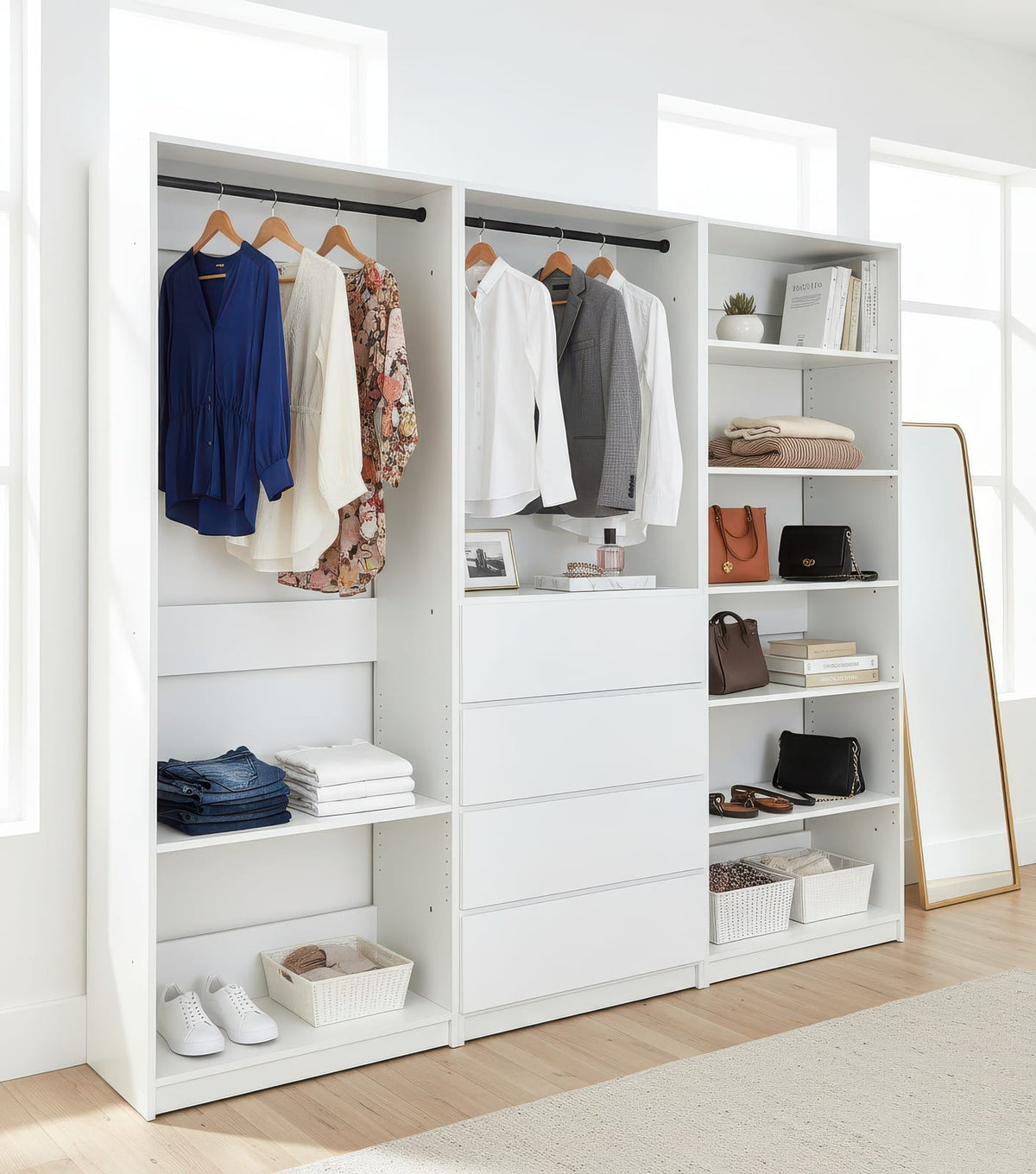 Prosper White Freestanding Walk-In Closet System - Wood & Melamine