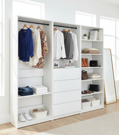 Prosper White Freestanding Walk-In Closet System - Wood & Melamine