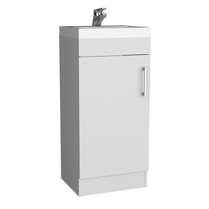 Bathroom Vanity Sink - White Engineered Wood Storage
