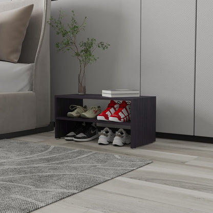 Wenge Shoe Rack - 2 Shelves, Compact Storage for Living Room