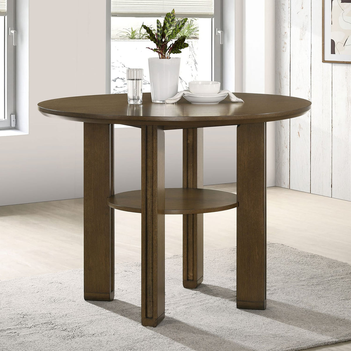 Crispin Brown Round Counter Height Dining Table - 4 Seats