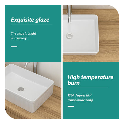 White Ceramic Rectangular Vessel Sink - 19.63" x 13.69"