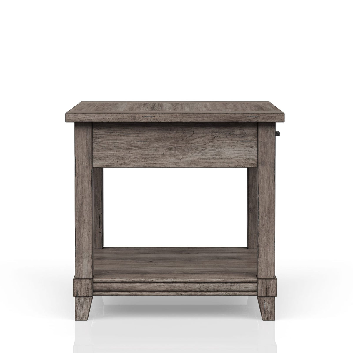 Gray Solid Wood End Table with Storage - 26" x 24"