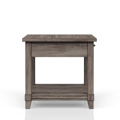Gray Solid Wood End Table with Storage - 26" x 24"