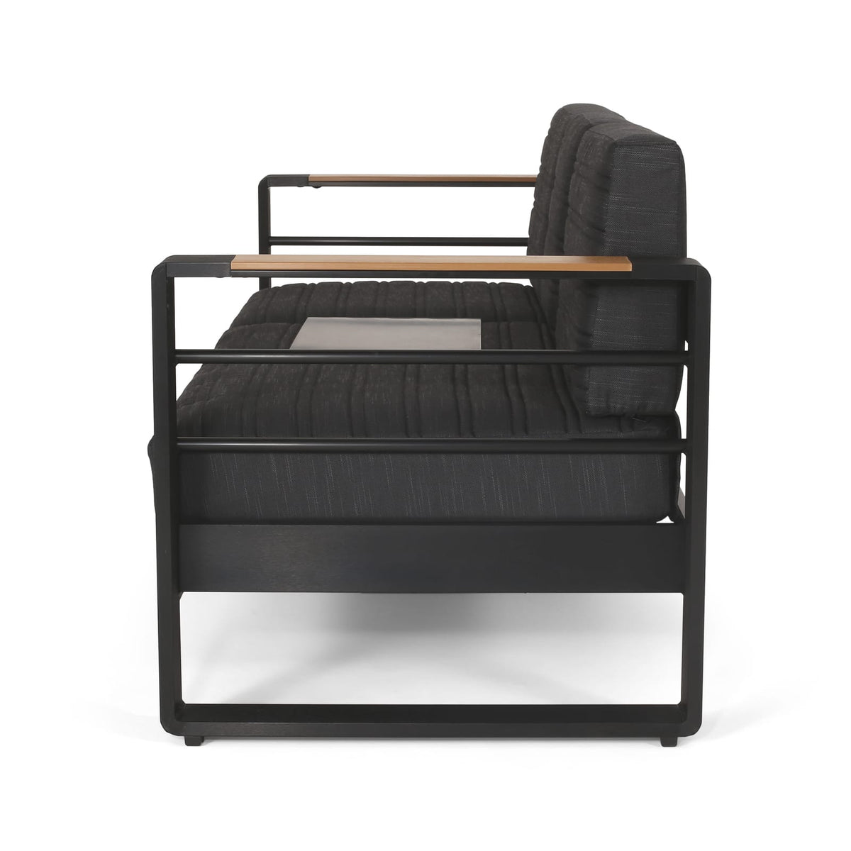 Black Aluminium Patio Sofa Set for Garden Relaxation