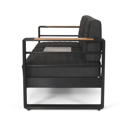 Black Aluminium Patio Sofa Set for Garden Relaxation