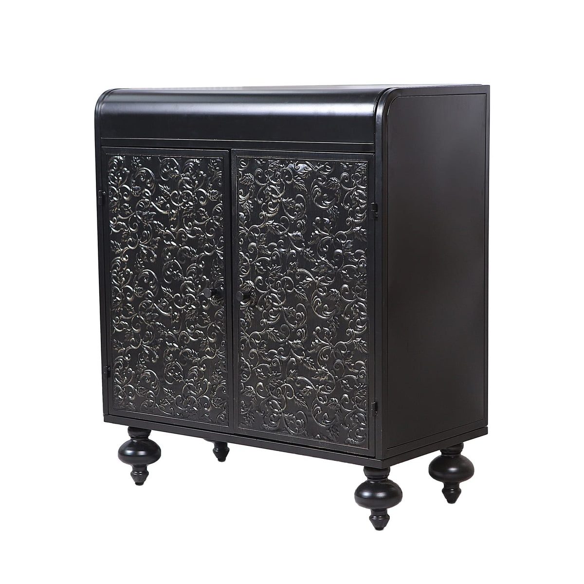 Antique Black Steel Sideboard Buffet Cabinet with Shelves