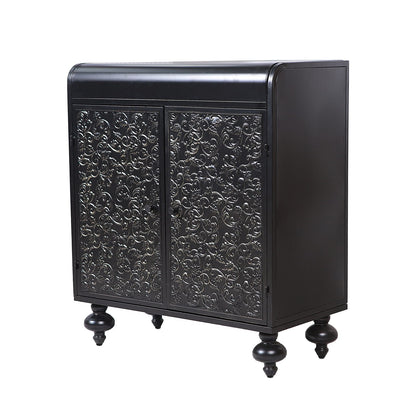 Antique Black Steel Sideboard Buffet Cabinet with Shelves