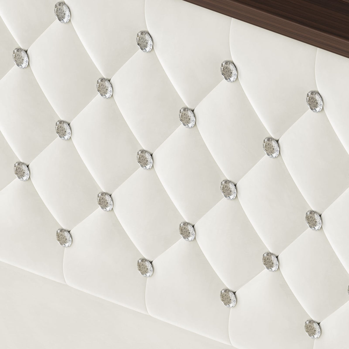 Queen Velvet Tufted Bed Frame Beige USB Charging