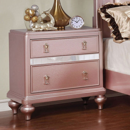 Elegant Rose Gold 2-Drawer Bedside Cabinet - Modern Nightstand
