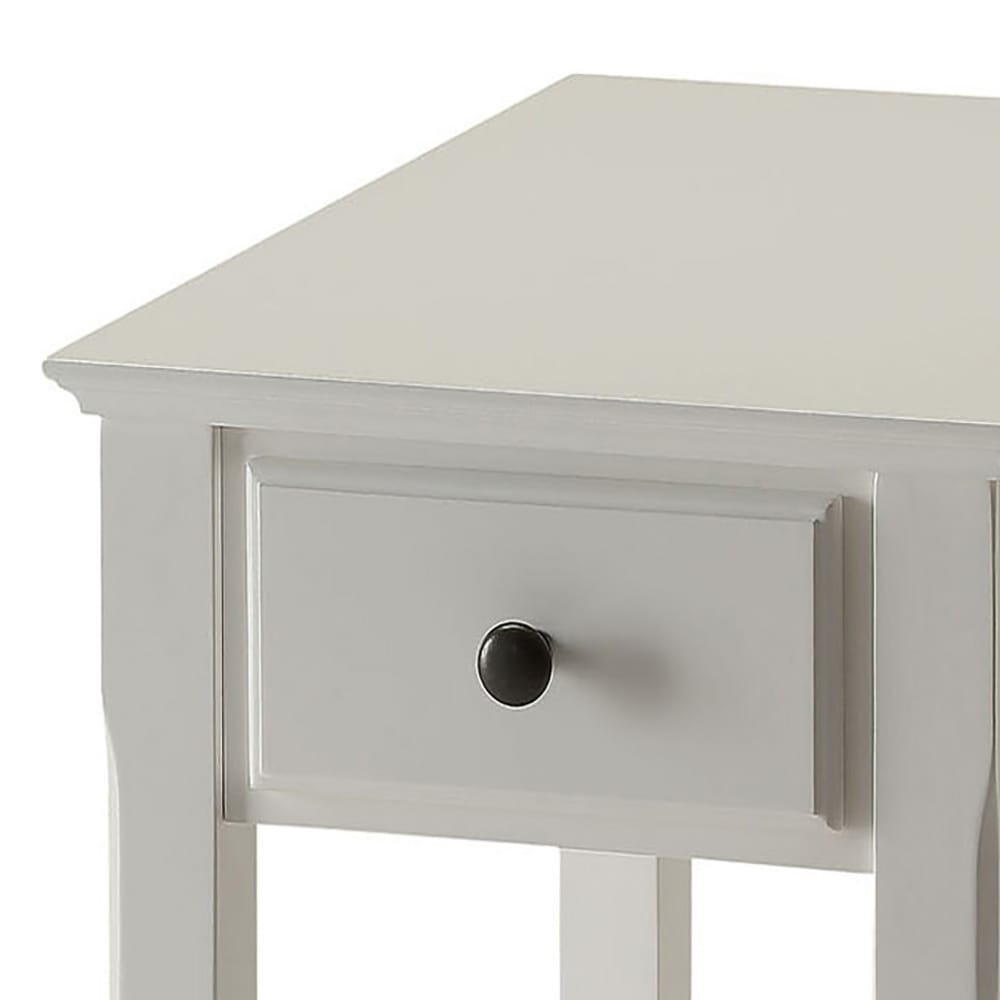 White Accent Table with Bottom Shelf - Storage & Style
