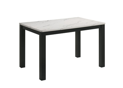 Rectangular Faux Marble Dining Table with Wood Finish for Dining Room