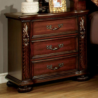 Brown Cherry 3 Drawer Bedside Cabinet Nightstand for Bedroom