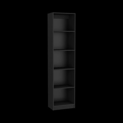 Compact Black Bookcase - 5 Shelves Storage Cabinet for Home Office