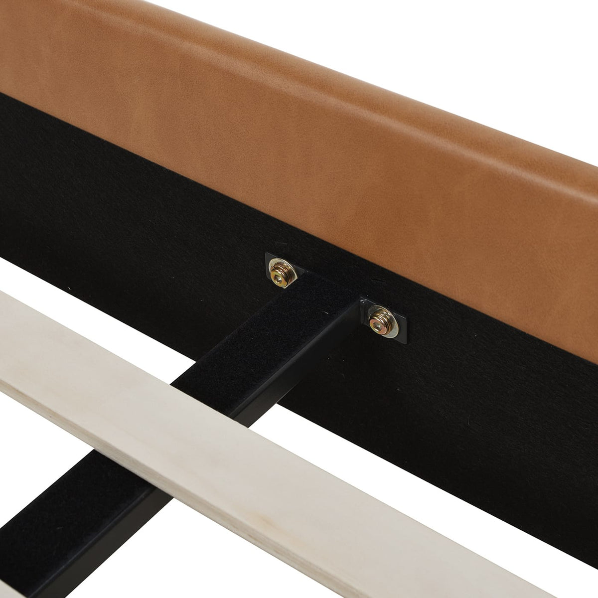 King Size Tan Brown Faux Leather Platform Bed