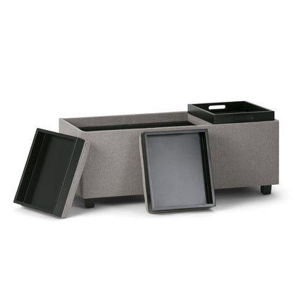 Gray Storage Ottoman - 42" Wide with Hidden Compartment