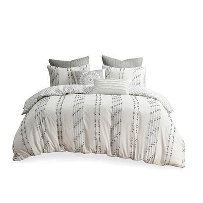 Queen Cotton Jacquard Duvet Cover Set Ivory