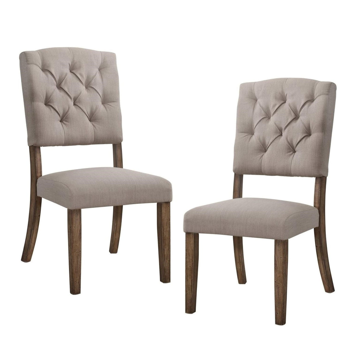 Beige Oak Dining Chairs Set of 2 - Rustic Transitional Style