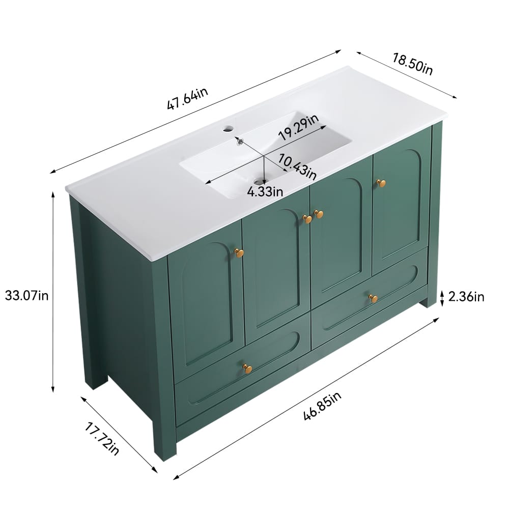Green Bathroom Vanity with Storage Cabinet