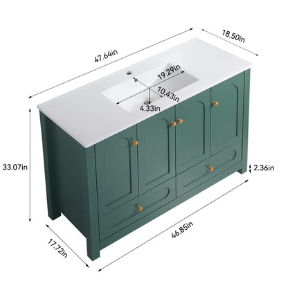 Green Bathroom Vanity with Storage Cabinet