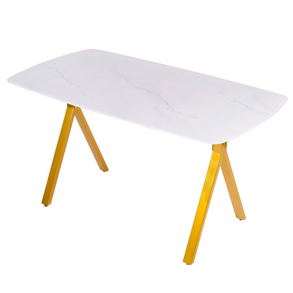 Gold Glass Dining Table - Rectangular Tempered Glass Tabletop