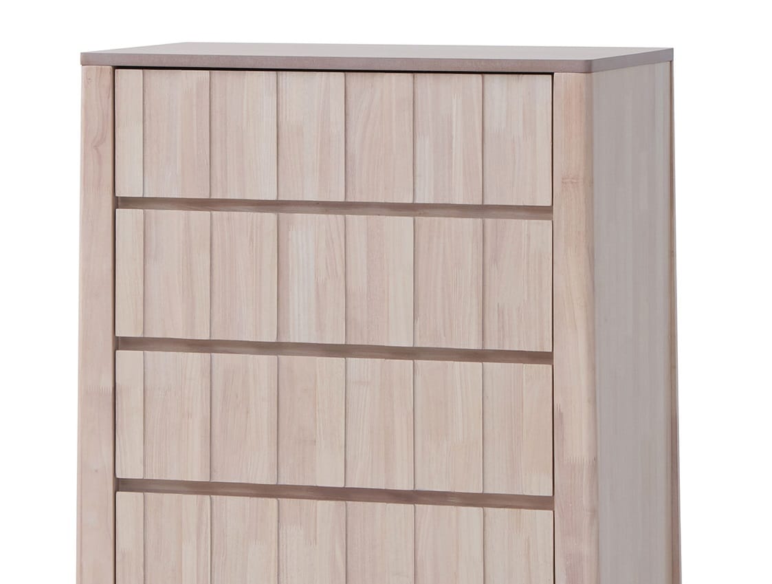 Mid-Century Modern Solid Wood Bedroom Dresser with White Wash Finish