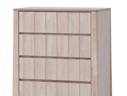 Mid-Century Modern Solid Wood Bedroom Dresser with White Wash Finish