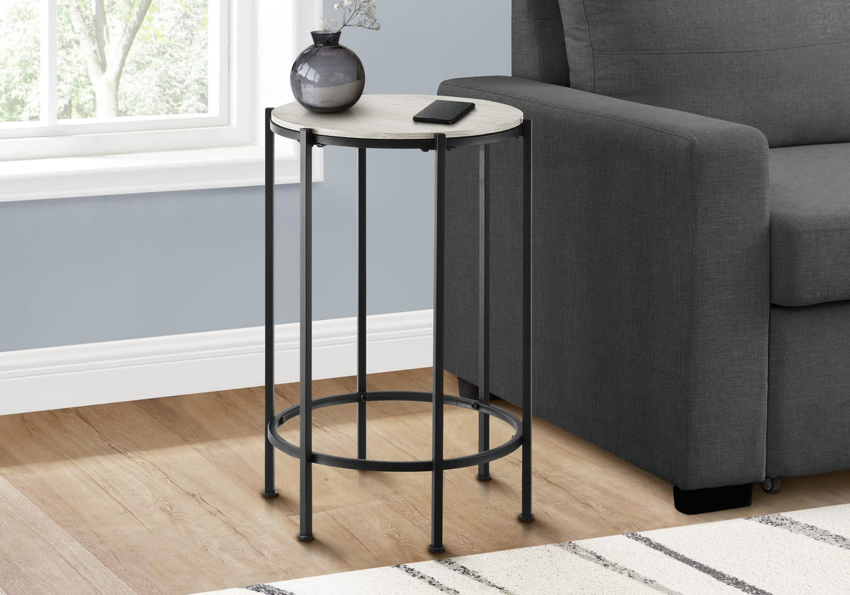 Black Metal Accent Table - 24" Round Side Table for Living Room