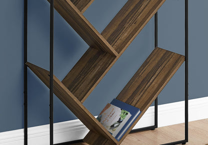 Brown Metal 5 Tier Bookshelf - 60" Tall for Living Room