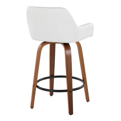 White Faux Leather Counter Stools - 2-Piece Set