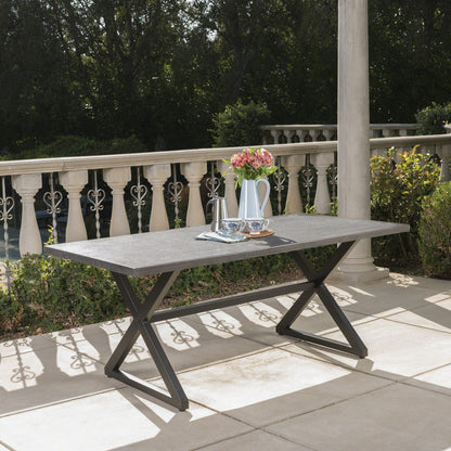 Outdoor Aluminium Dining Table Grey/Black Patio Garden Set