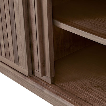 63" Walnut Wood Media Cabinet - Contemporary Storage