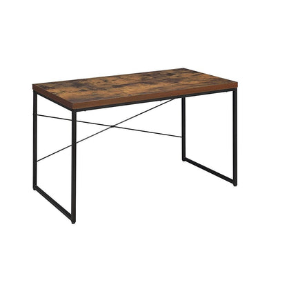 Black & Oak Rectangular Writing Desk - Industrial Style