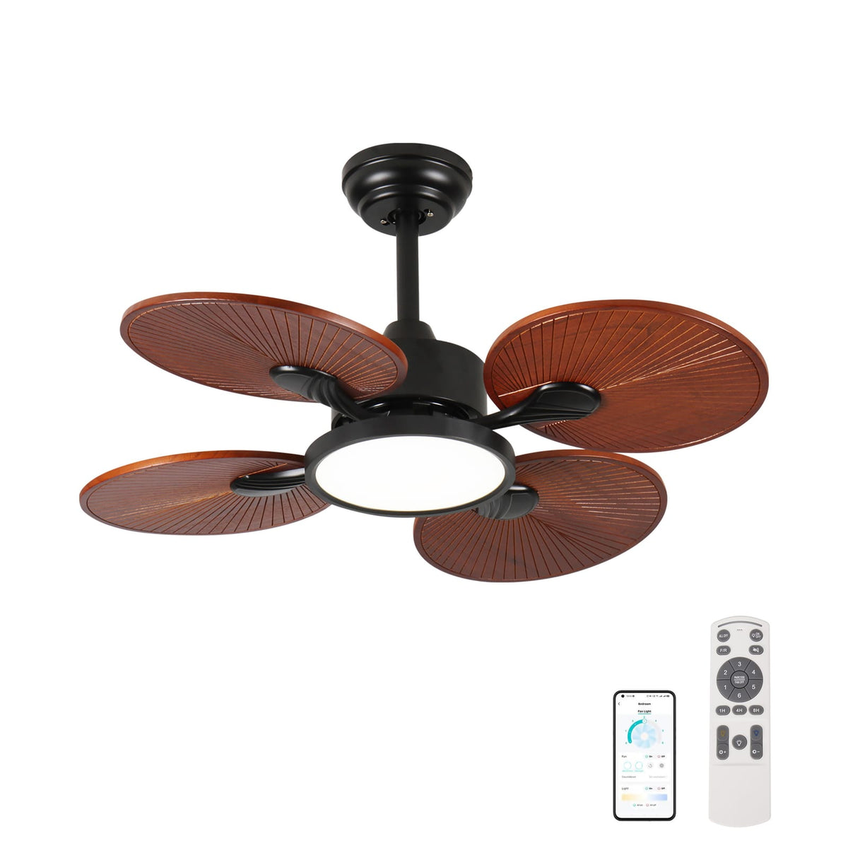 33 Inch Solid Wood Ceiling Fan - Antique Natural