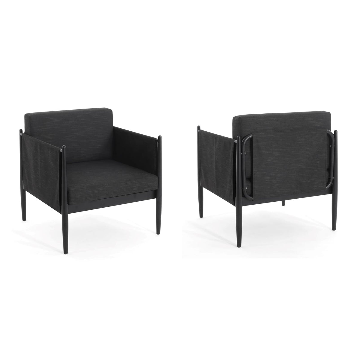 DAWSON Patio Club Chairs - Black Aluminum, 2-Piece Set