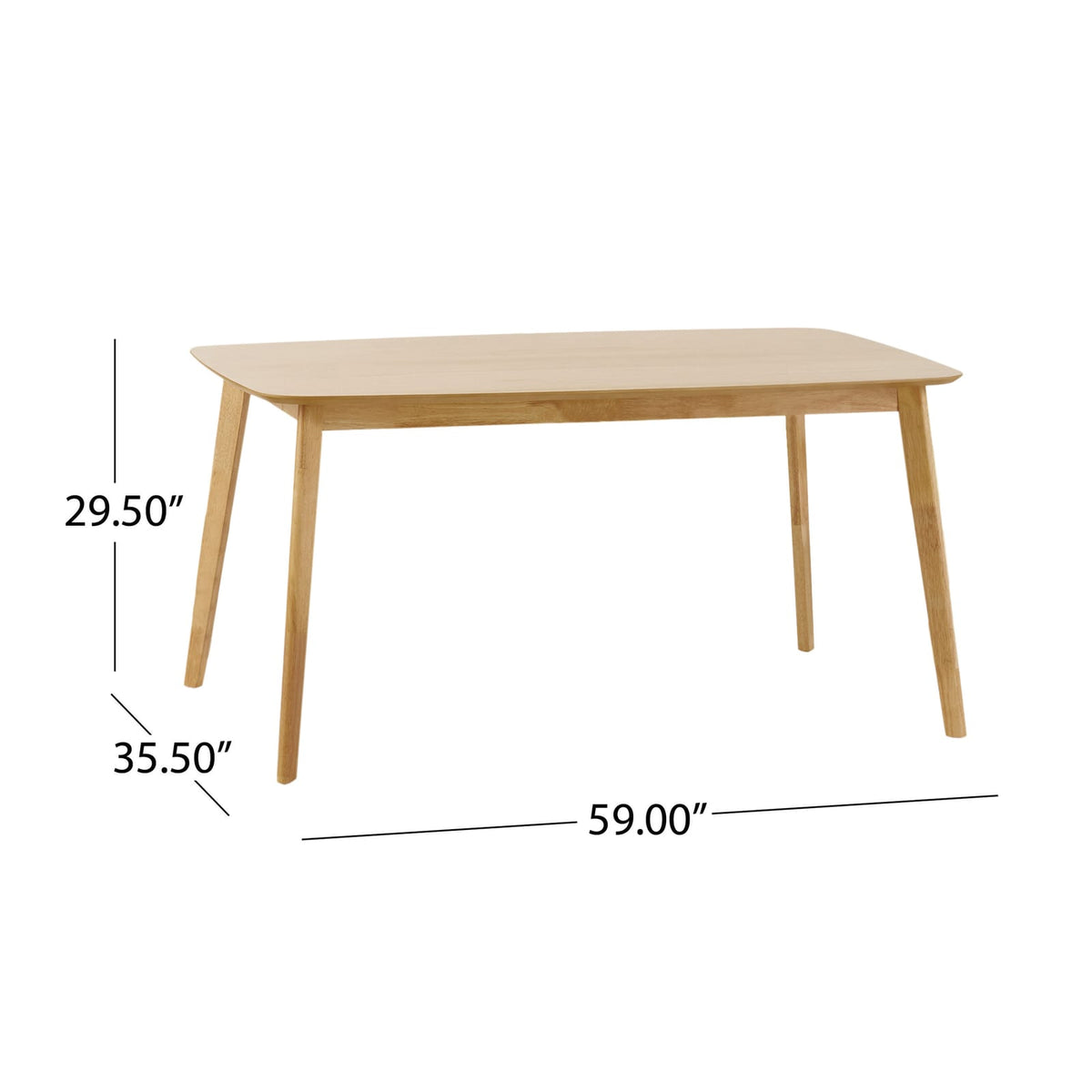 Natural Solid Wood Dining Table - Mid-Century Style