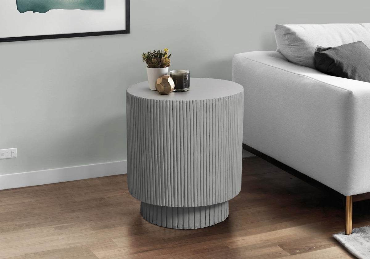Grey Magnesium Oxide Accent Table - 25"H Outdoor Side Table