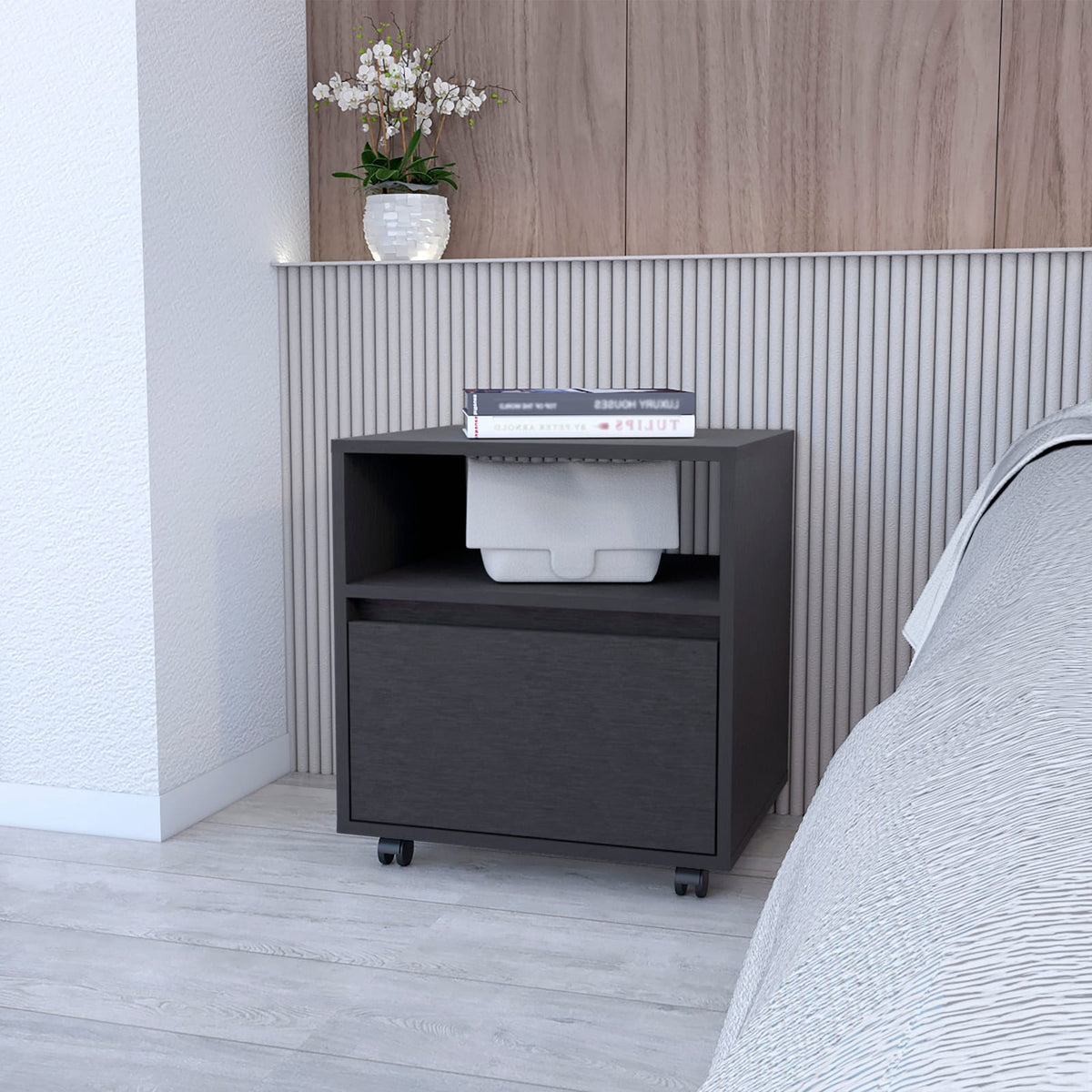 Wenge 1 Drawer Nightstand - Bedroom Storage
