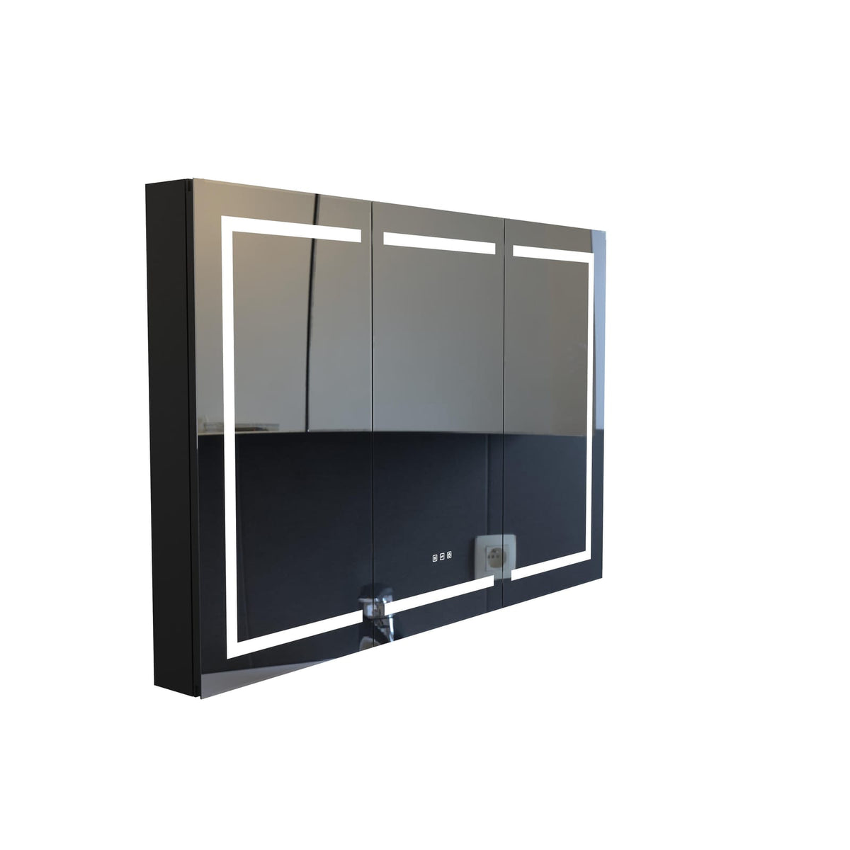 53 Inch Black Medicine Cabinet with Mirror & LED Light