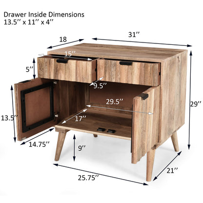 3-4 Drawer Mango Wood Cabinet - Natural Finish