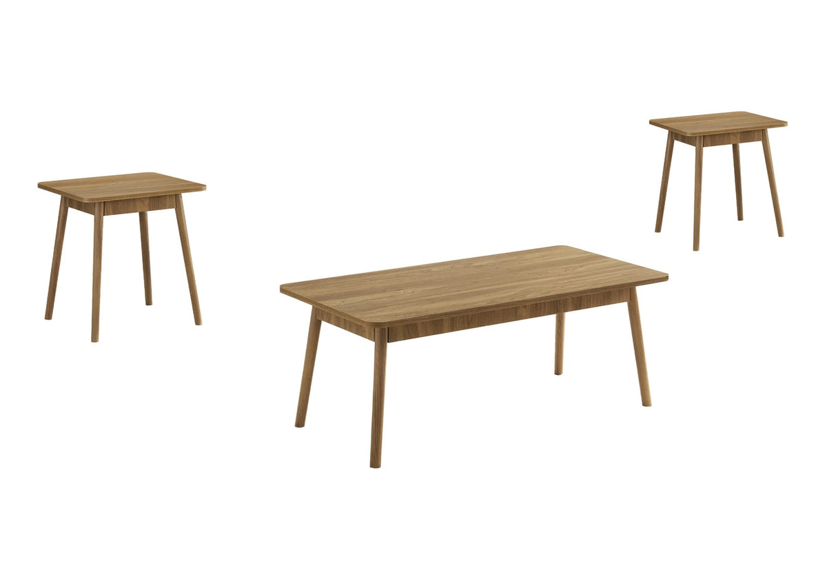 3 Piece Walnut Coffee Table Set - Modern Accent Table for Living Room