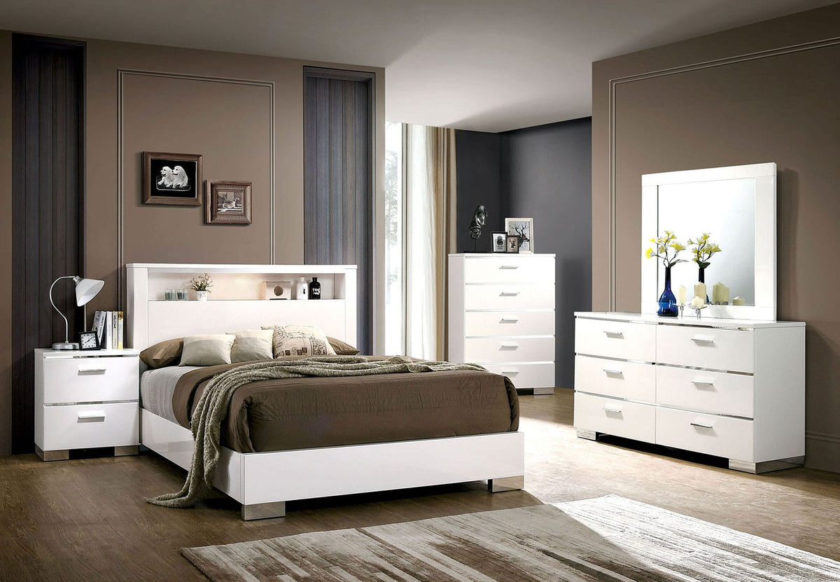 Contemporary 5-Drawer Chest - Chrome & White Metal Finish