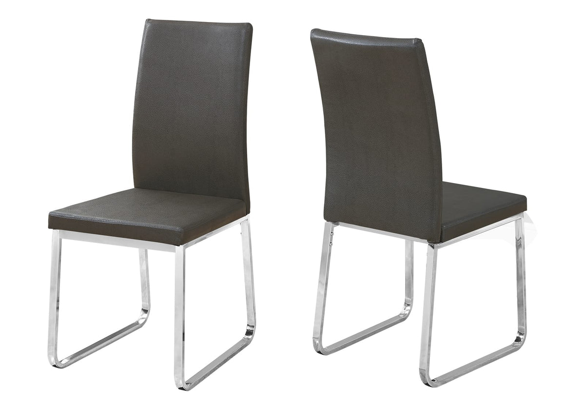 Grey Faux Leather Dining Chairs - Set of 2 for Living Room