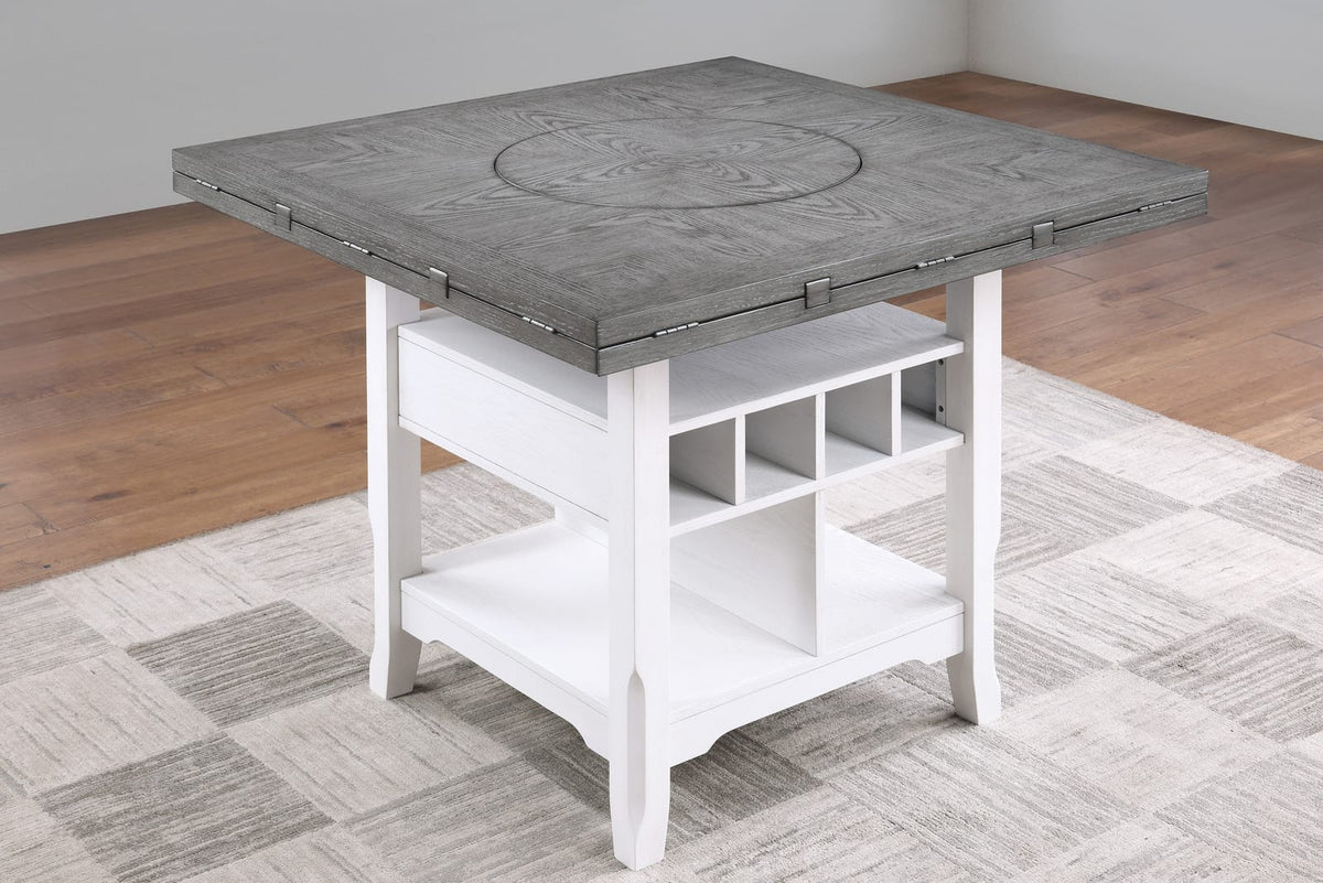 Antique White Round Dining Table with 6 Chairs