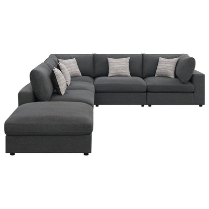 Rhette Charcoal 6-Piece Upholstered Sectional - Comfortable Living Room Seating